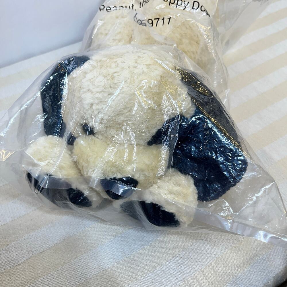 Gund Peanut Floppy Dog Puppy 10" Beige Black Plush Stuffed Animal 42181 New